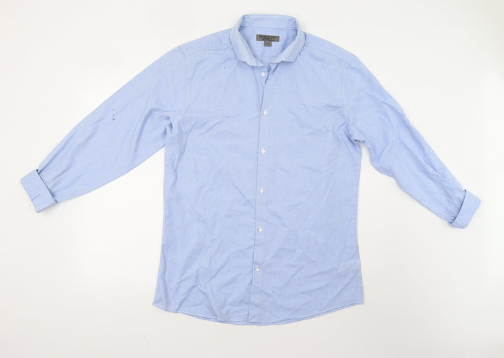 Primark Mens Blue Check Button-Up Size 16