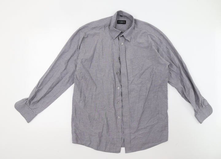 Russell Collection Mens Grey Button-Up Size 15.5