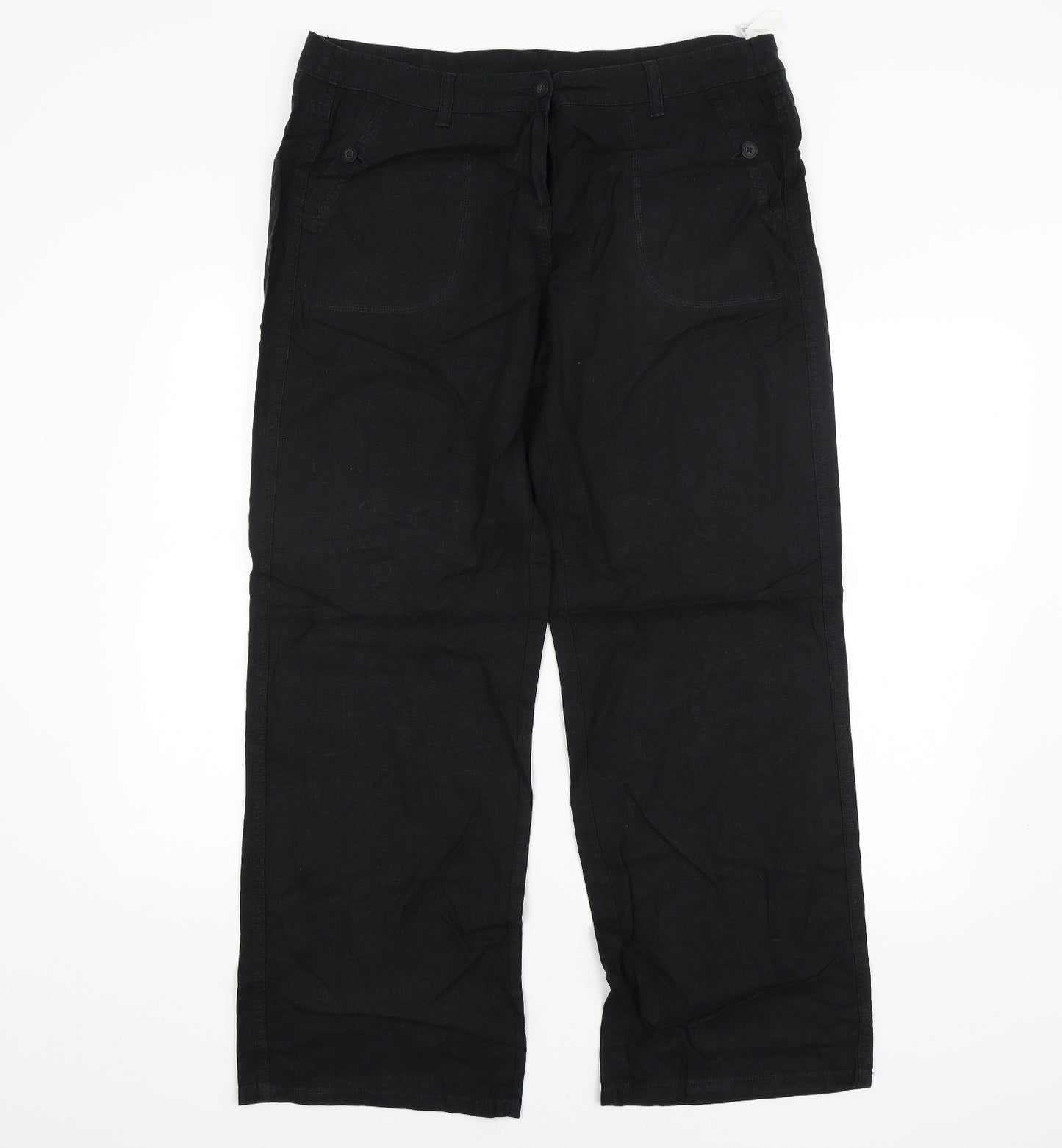 M&S Womens Black   Trousers  Size 14 L28 in
