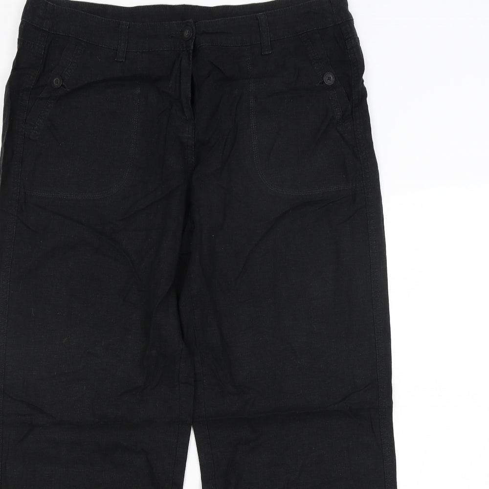 M&S Womens Black   Trousers  Size 14 L28 in