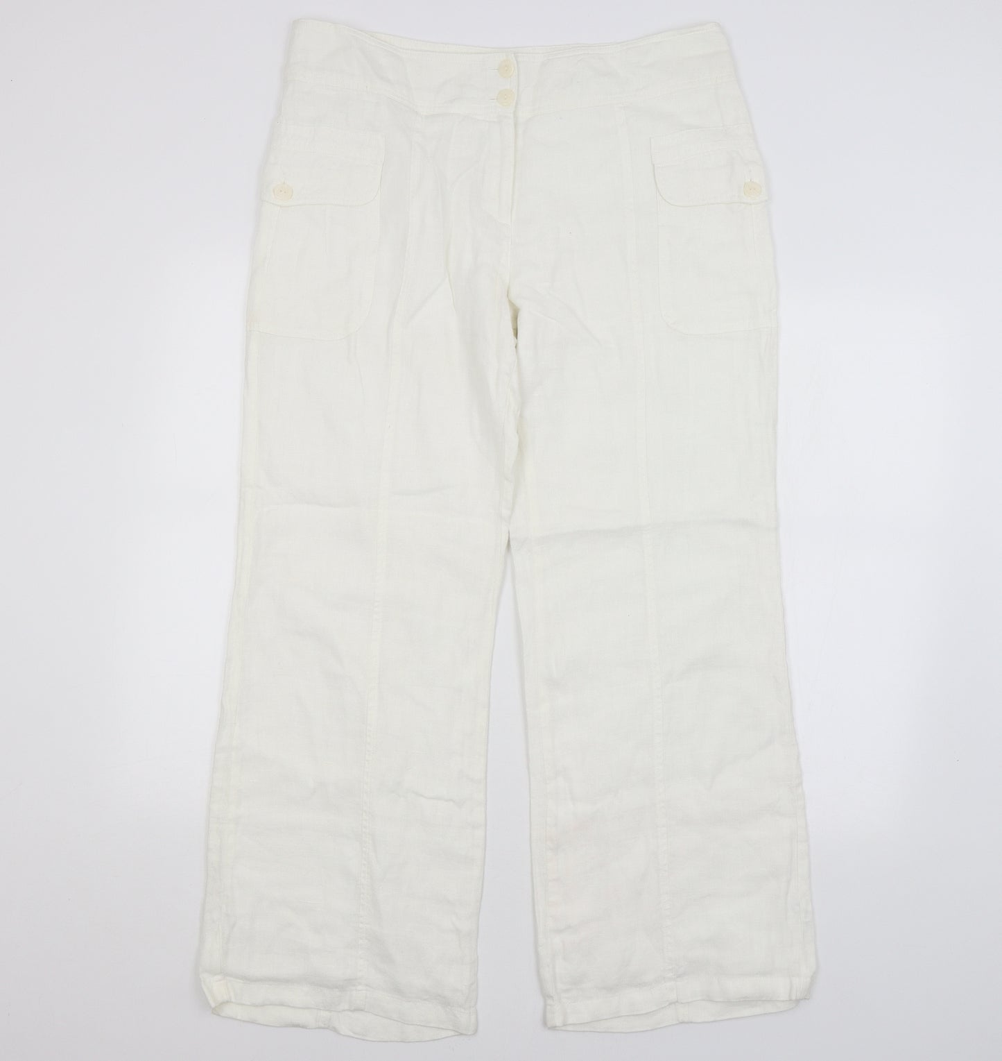 Per Una Womens White   Trousers  Size 16 L28 in