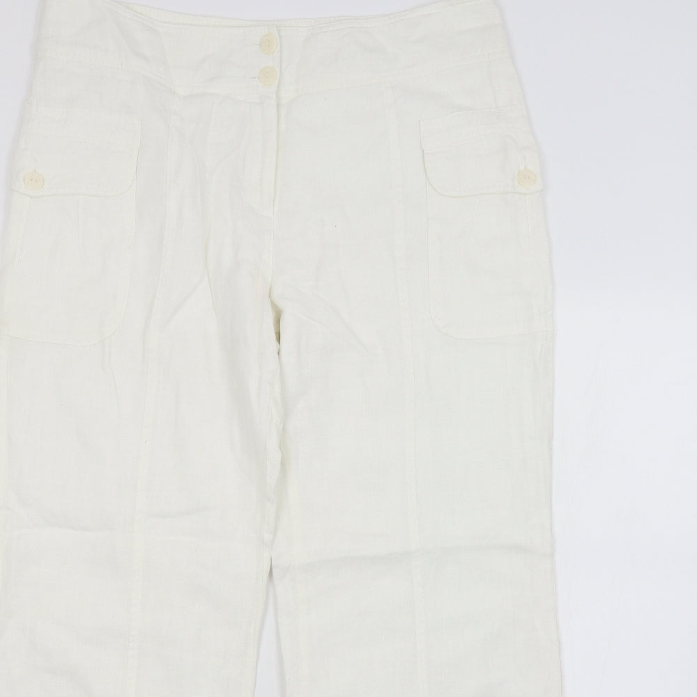 Per Una Womens White   Trousers  Size 16 L28 in