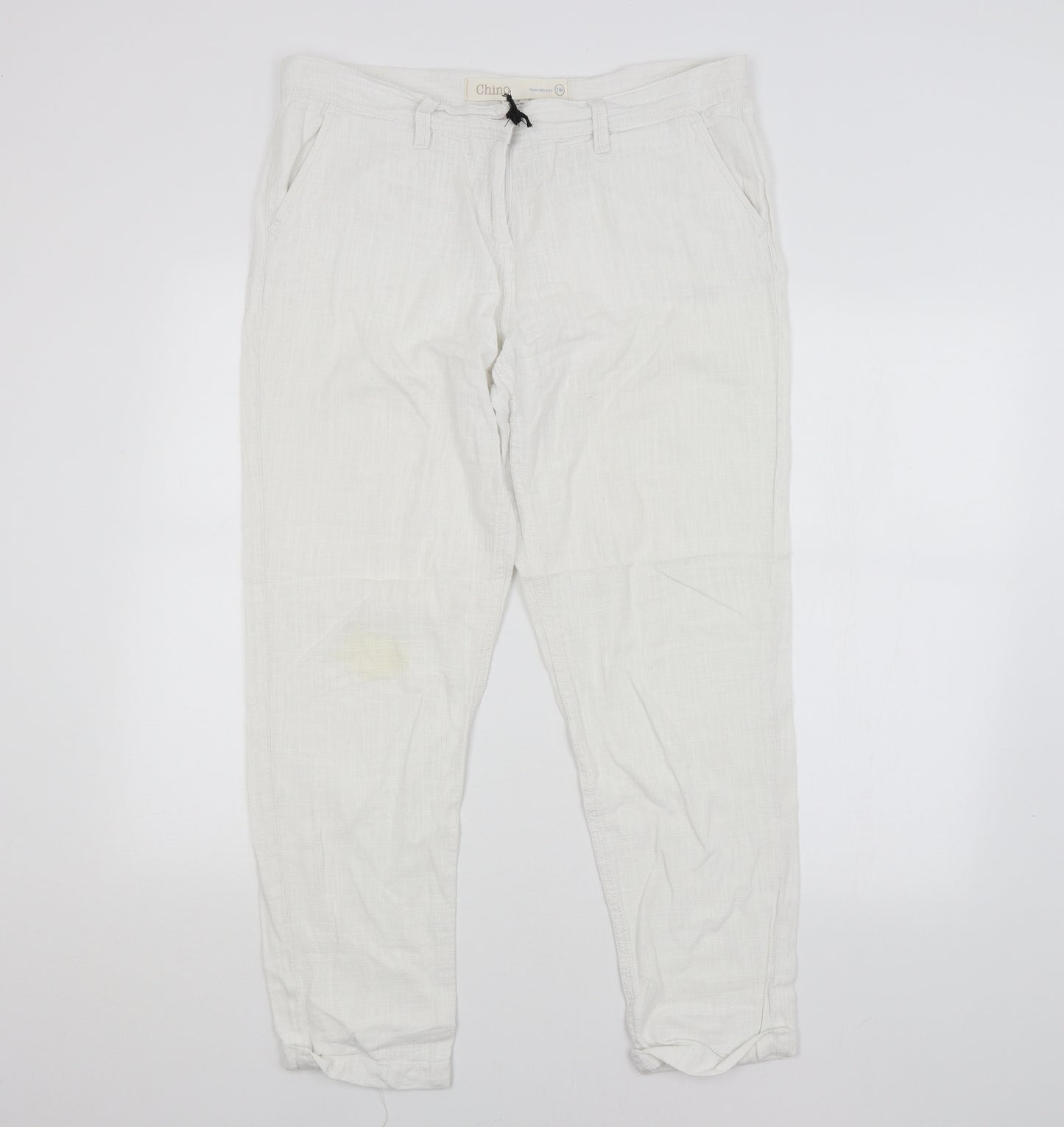 NEXT Womens White   Chino Trousers Size 14 L26 in