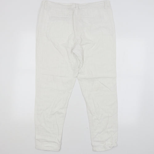 NEXT Womens White   Chino Trousers Size 14 L26 in