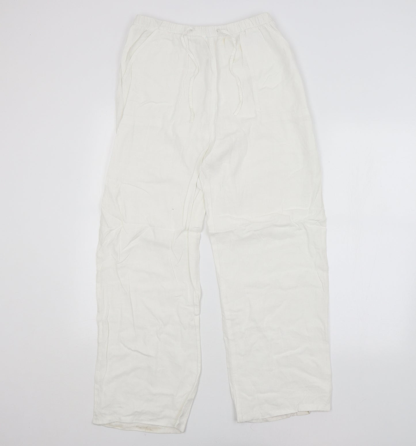 M&S Womens White   Trousers  Size 12 L27 in
