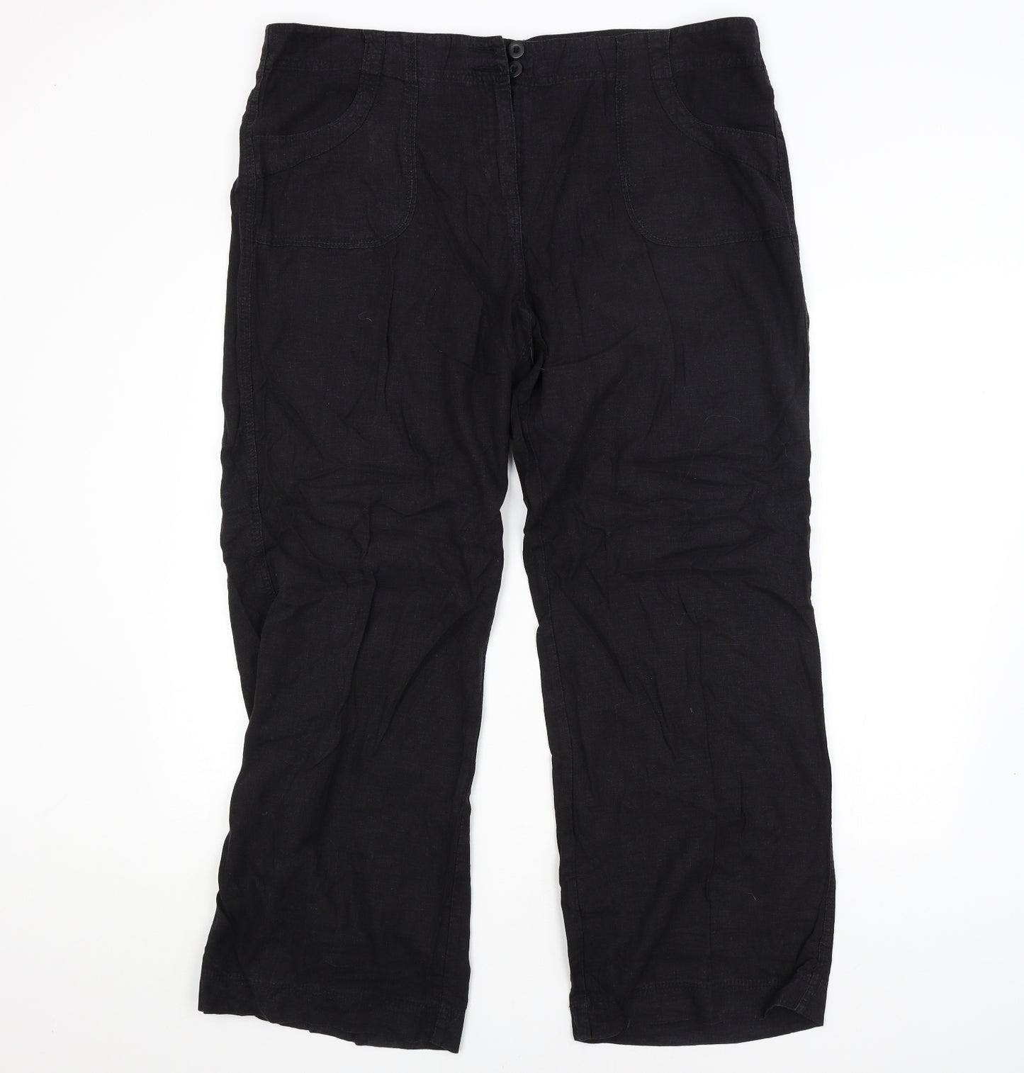 M&S Womens Black   Trousers  Size 18 L29 in
