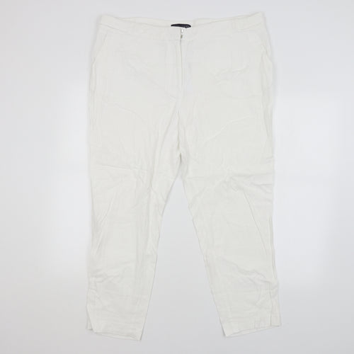 M&S Womens White   Trousers  Size 18 L25 in