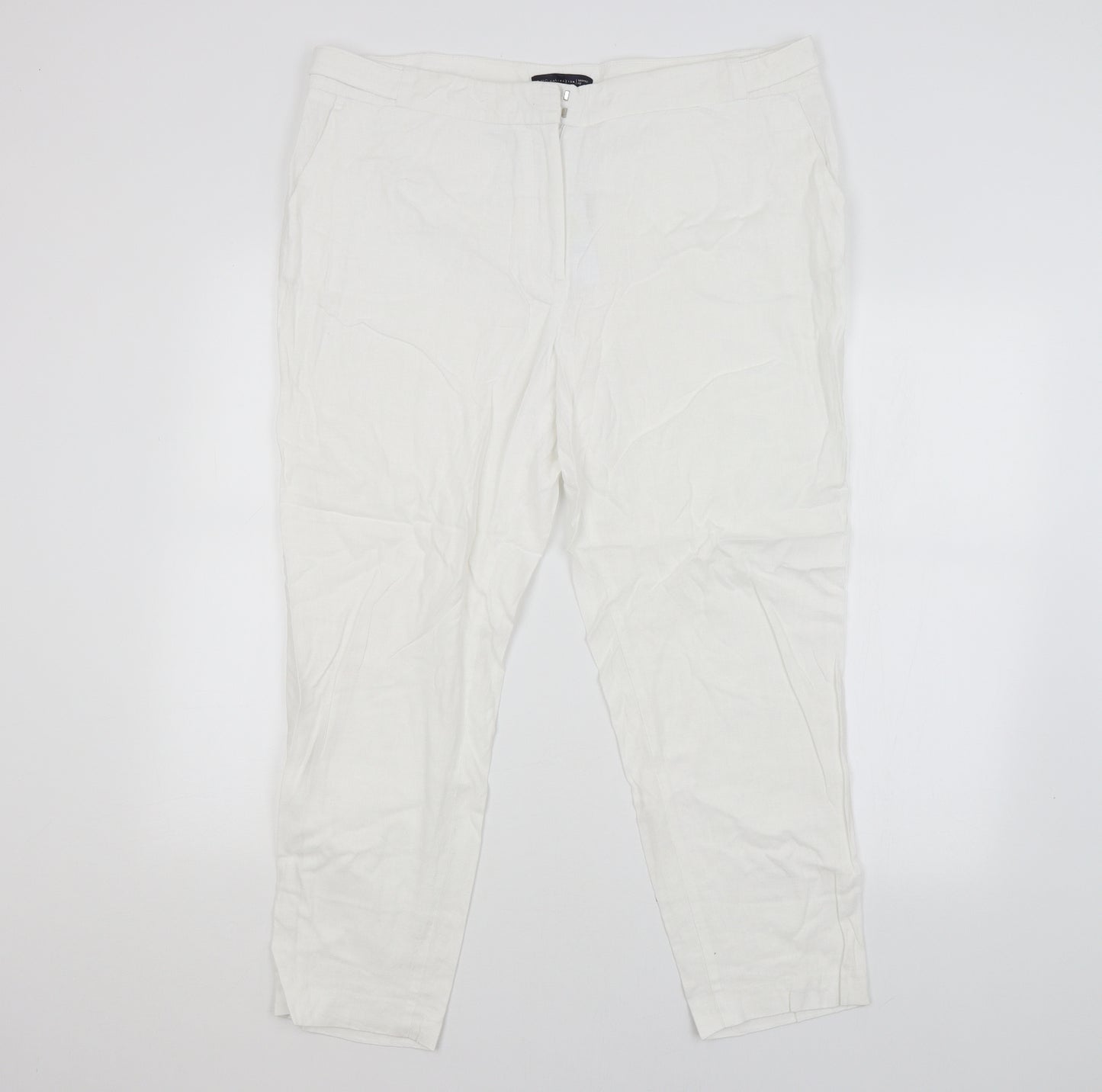 M&S Womens White   Trousers  Size 18 L25 in
