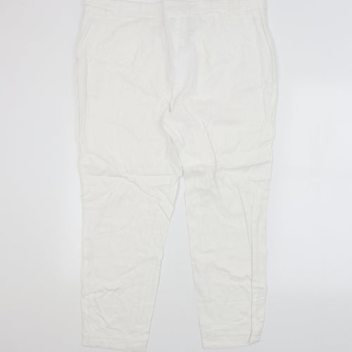 M&S Womens White   Trousers  Size 18 L25 in
