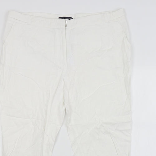 M&S Womens White   Trousers  Size 18 L25 in