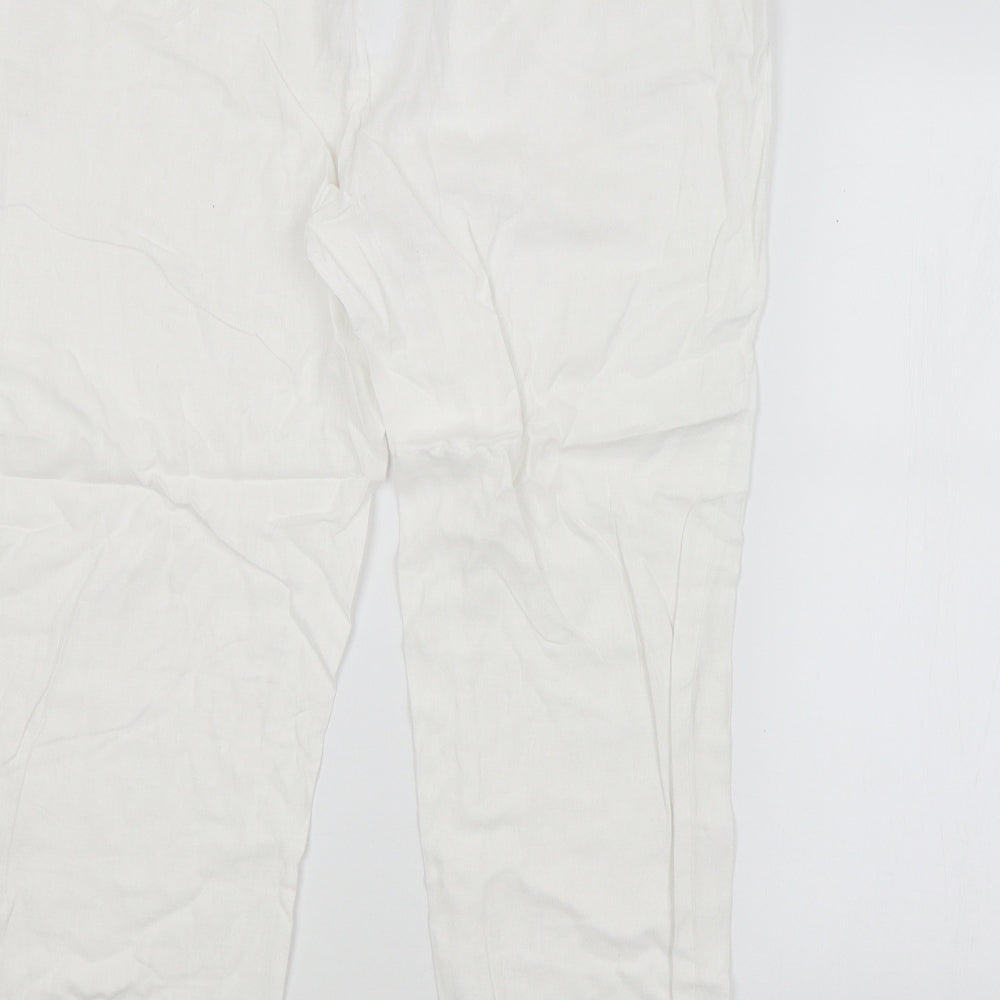 M&S Womens White   Trousers  Size 18 L25 in