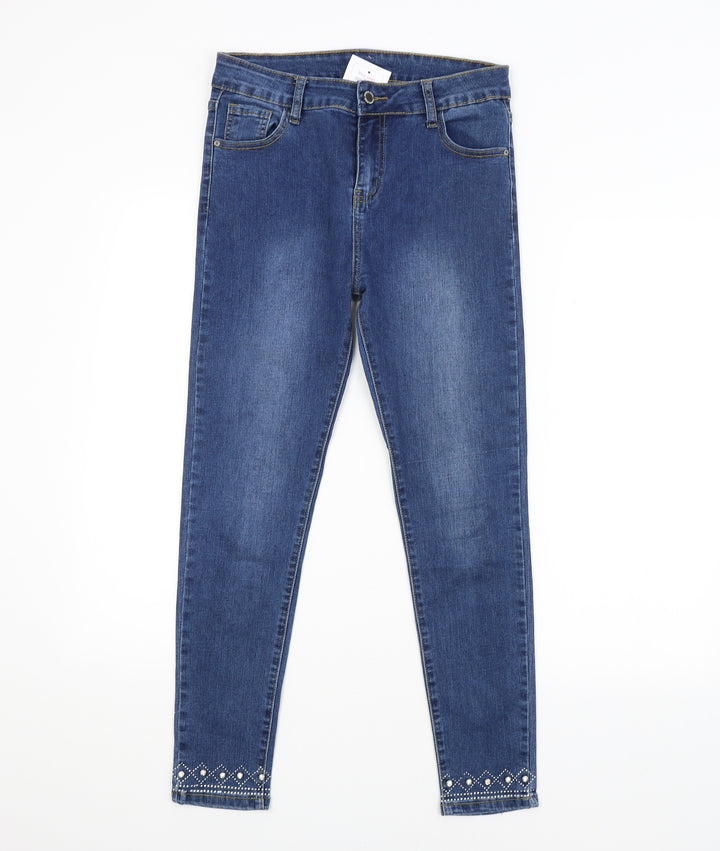 CHIC BONBON Womens Black Straight Jeans Size 12 L26 in