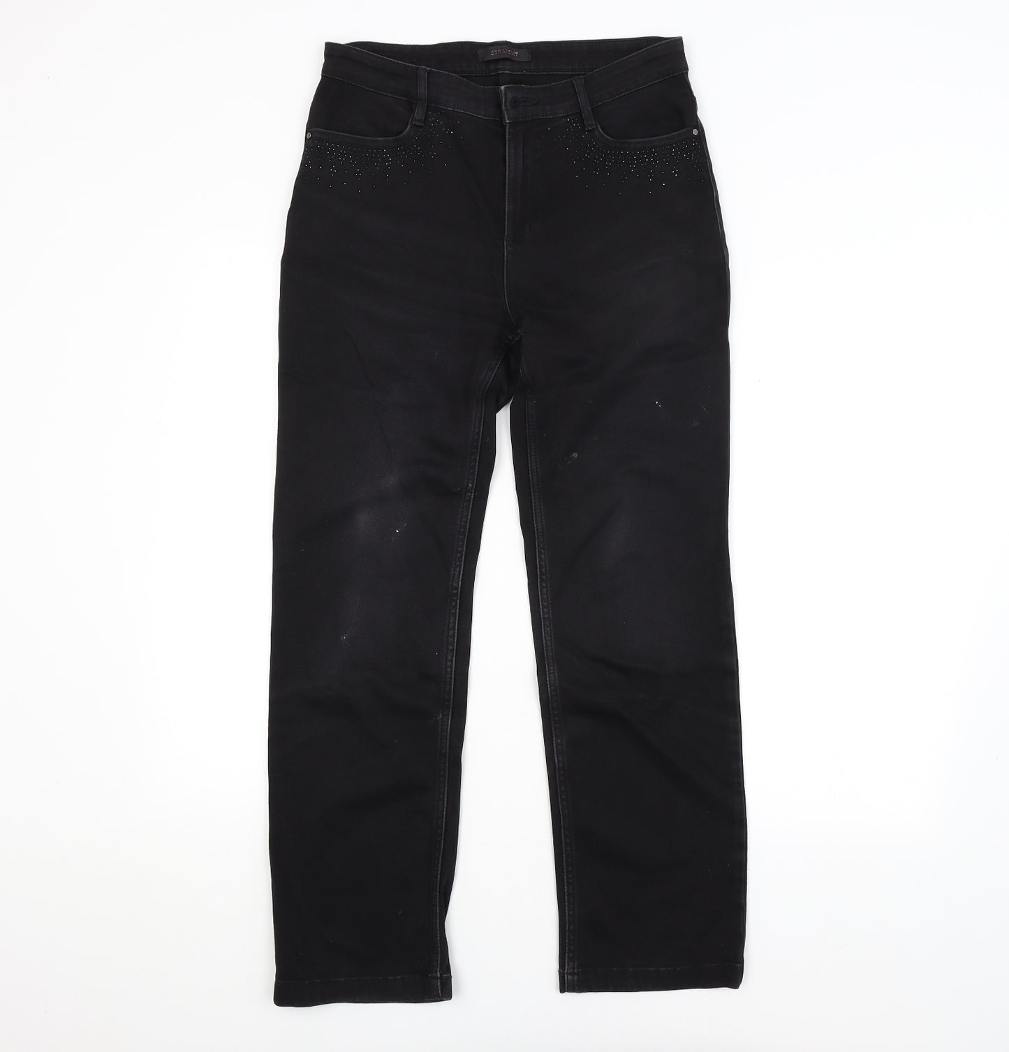 M&S Womens Black   Straight Jeans Size 12 L27 in