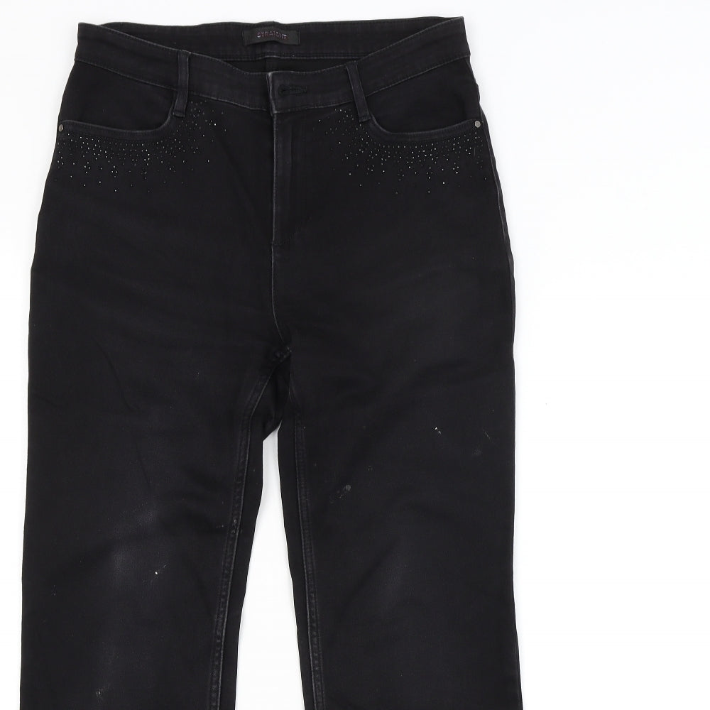 M&S Womens Black   Straight Jeans Size 12 L27 in