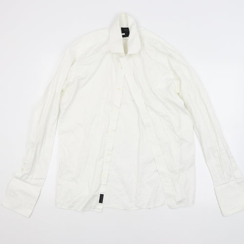 Duchamp Mens White Floral   Dress Shirt