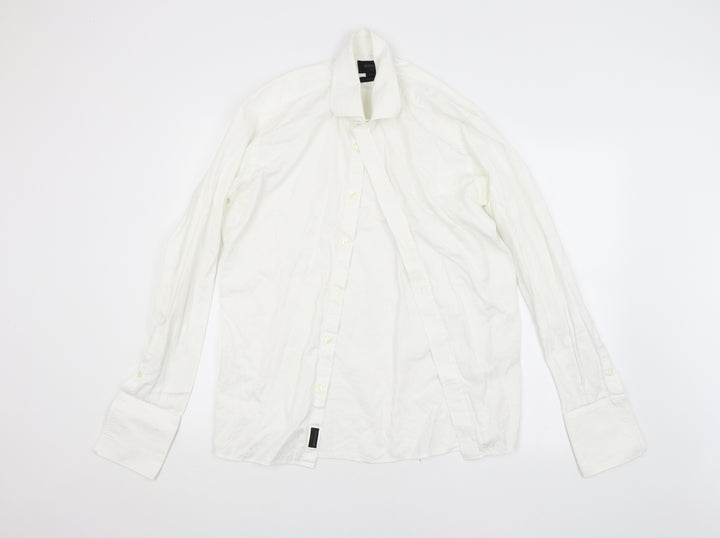 Duchamp Mens White Floral   Dress Shirt