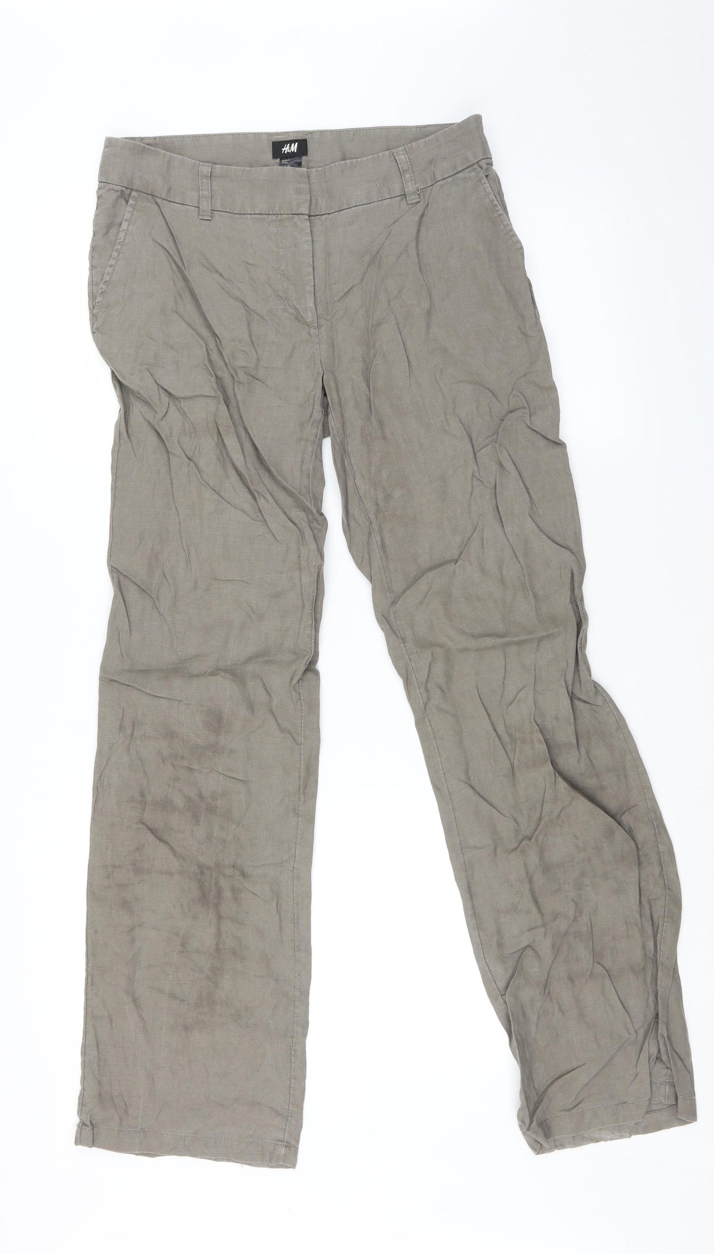 H&M Womens Green   Trousers  Size 8 L30 in