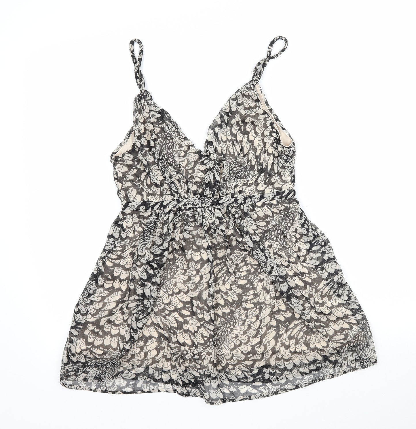 VILA Womens Beige Animal Print  Camisole Blouse Size XL  - Feather pattern