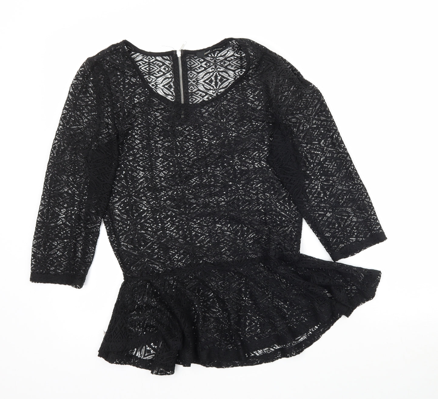 NEXT Womens Black  Lace Basic Blouse Size 6  - Peplum