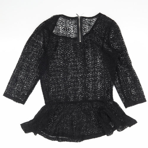 NEXT Womens Black  Lace Basic Blouse Size 6  - Peplum