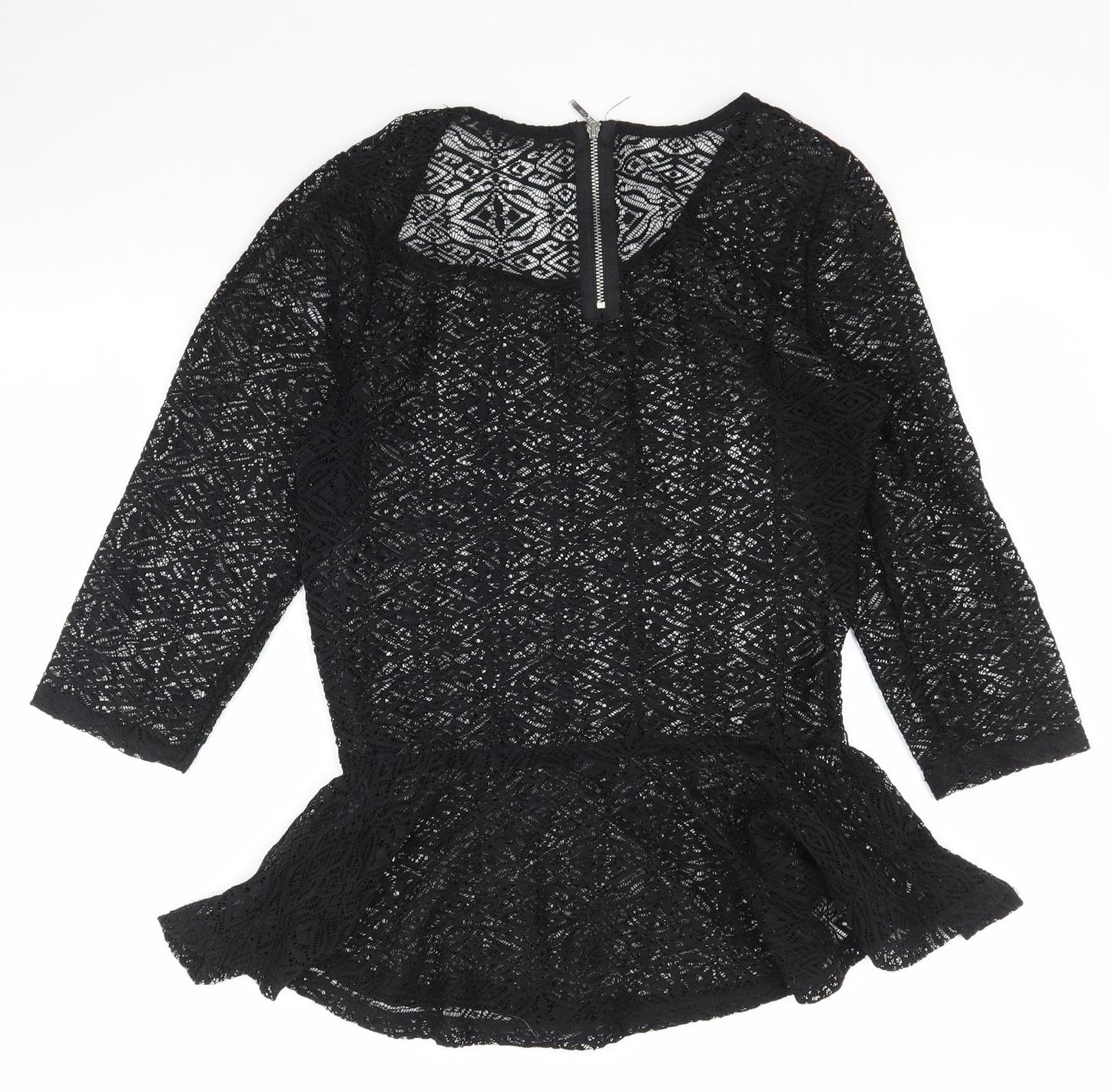 NEXT Womens Black  Lace Basic Blouse Size 6  - Peplum