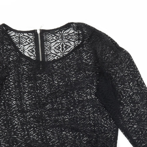 NEXT Womens Black  Lace Basic Blouse Size 6  - Peplum