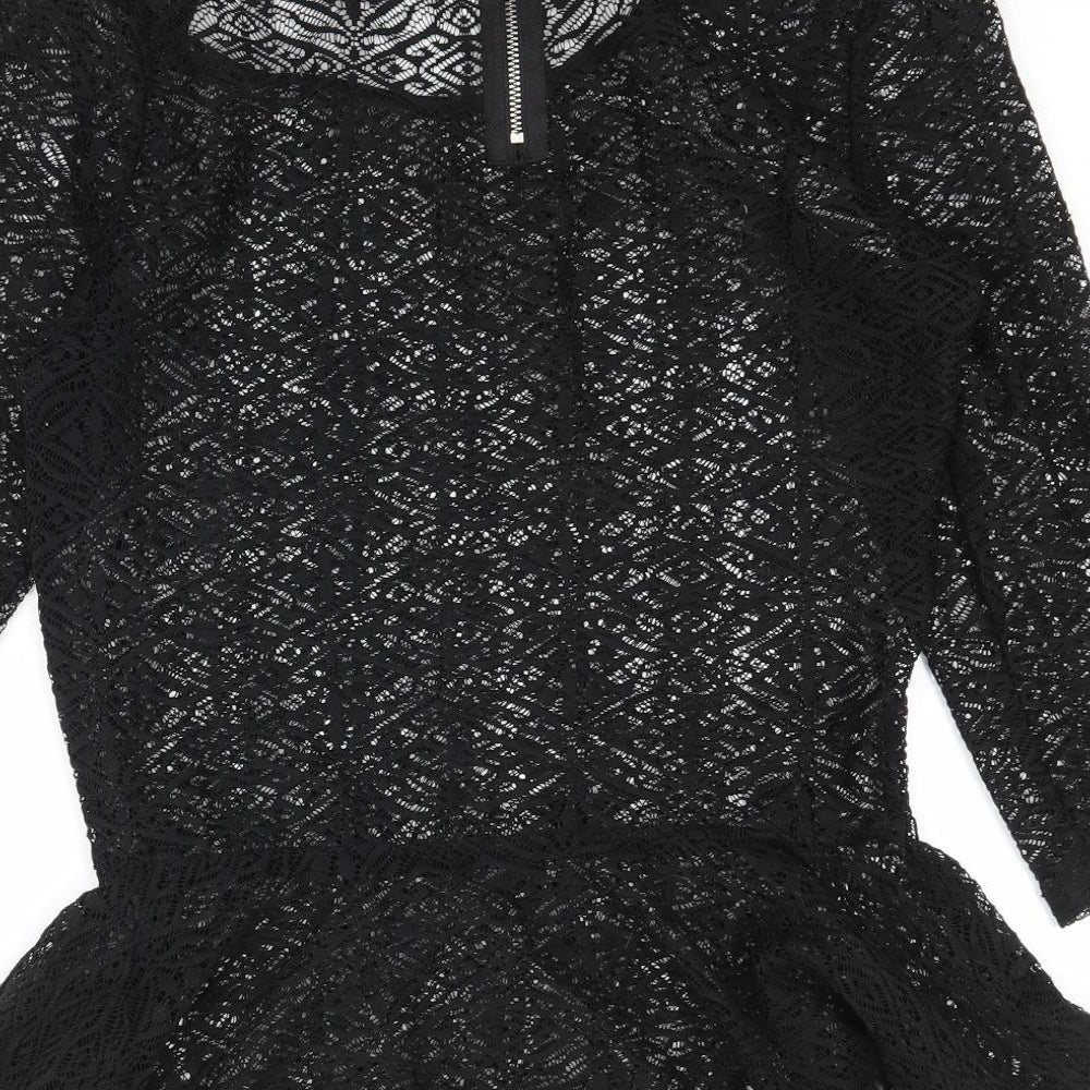 NEXT Womens Black  Lace Basic Blouse Size 6  - Peplum