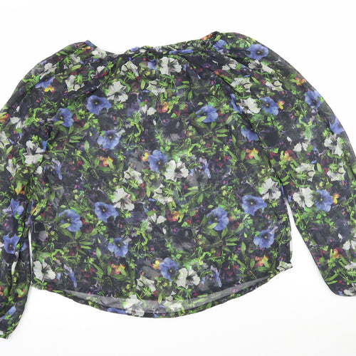 NEXT Womens Multicoloured Floral Mesh Basic Blouse Size 6  - Keyhole Neck