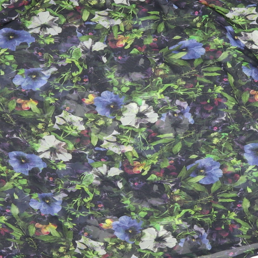 NEXT Womens Multicoloured Floral Mesh Basic Blouse Size 6  - Keyhole Neck