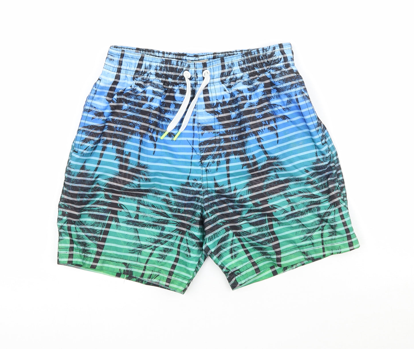 F&F Boys Multicoloured Striped  Dungaree Shorts Shorts Size 8-9 Years - Swimming