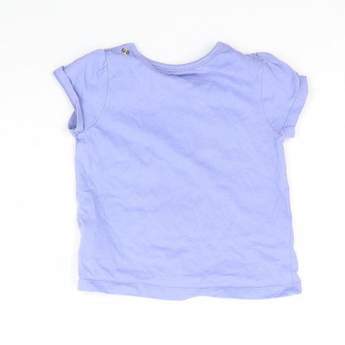 Mothercare Girls Purple   Basic T-Shirt Size 6-9 Months  - Cat bow