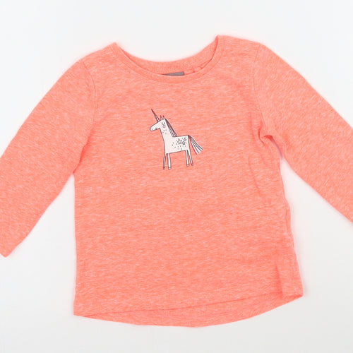 NEXT Girls Orange   Basic T-Shirt Size 6-9 Months  - Unicorn