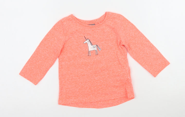 NEXT Girls Orange Basic T-Shirt Size 6-9 Months - Unicorn