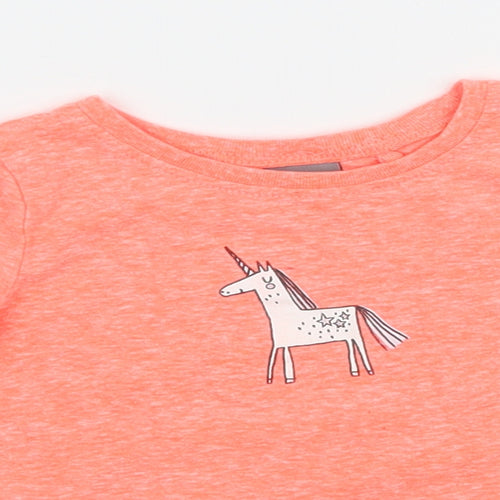 NEXT Girls Orange   Basic T-Shirt Size 6-9 Months  - Unicorn