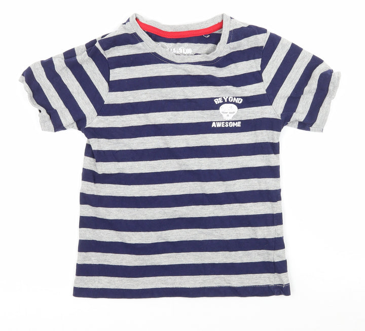 Hullabaloo Boys Multicoloured Striped  Basic T-Shirt Size 7-8 Years