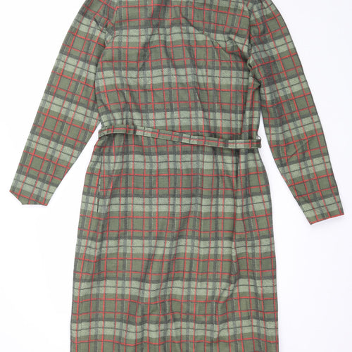 Marcelle Griffon Womens Green Plaid  Trench Coat Coat Size M