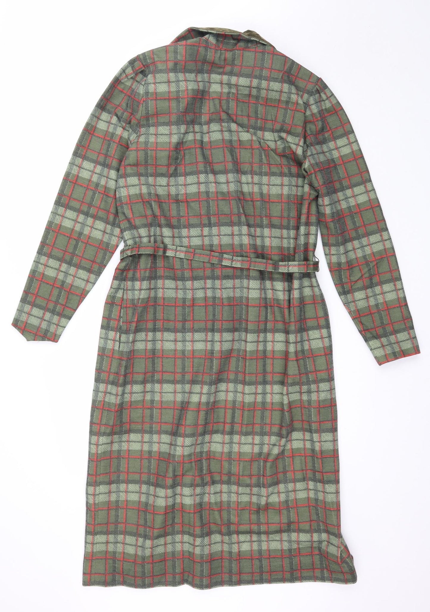 Marcelle Griffon Womens Green Plaid  Trench Coat Coat Size M