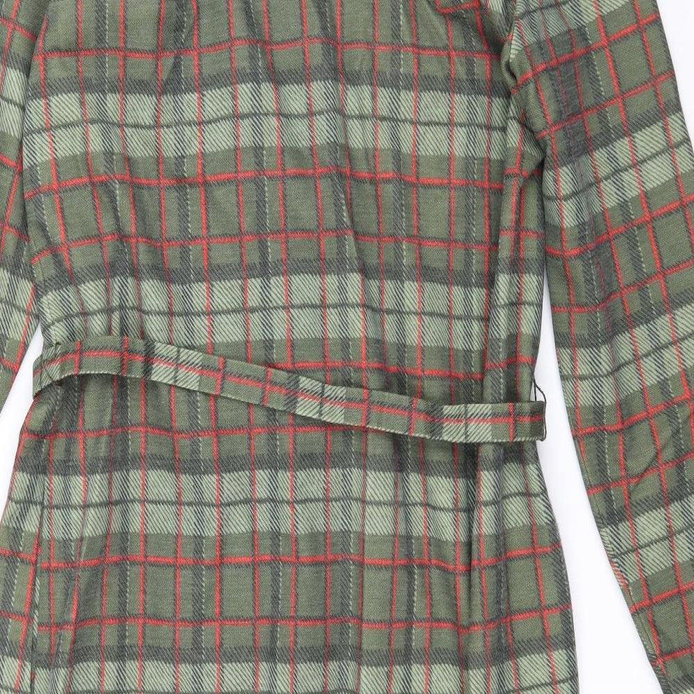 Marcelle Griffon Womens Green Plaid  Trench Coat Coat Size M