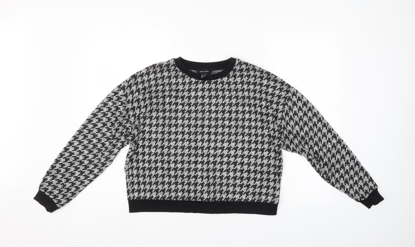 New Look Womens Grey Houndstooth  Pullover Jumper Size M