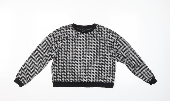 New Look Womens Grey Houndstooth  Pullover Jumper Size M