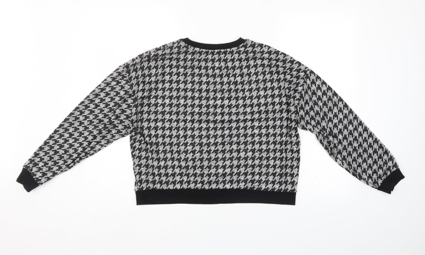 New Look Womens Grey Houndstooth  Pullover Jumper Size M