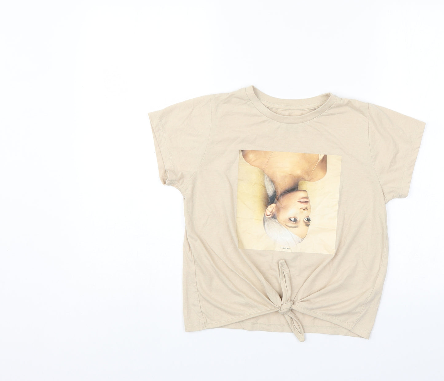 Ariana Grande Girls Beige   Basic T-Shirt Size 11-12 Years