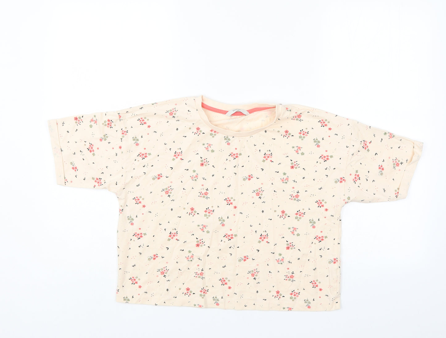 George Girls Ivory Floral  Basic T-Shirt Size 12-13 Years