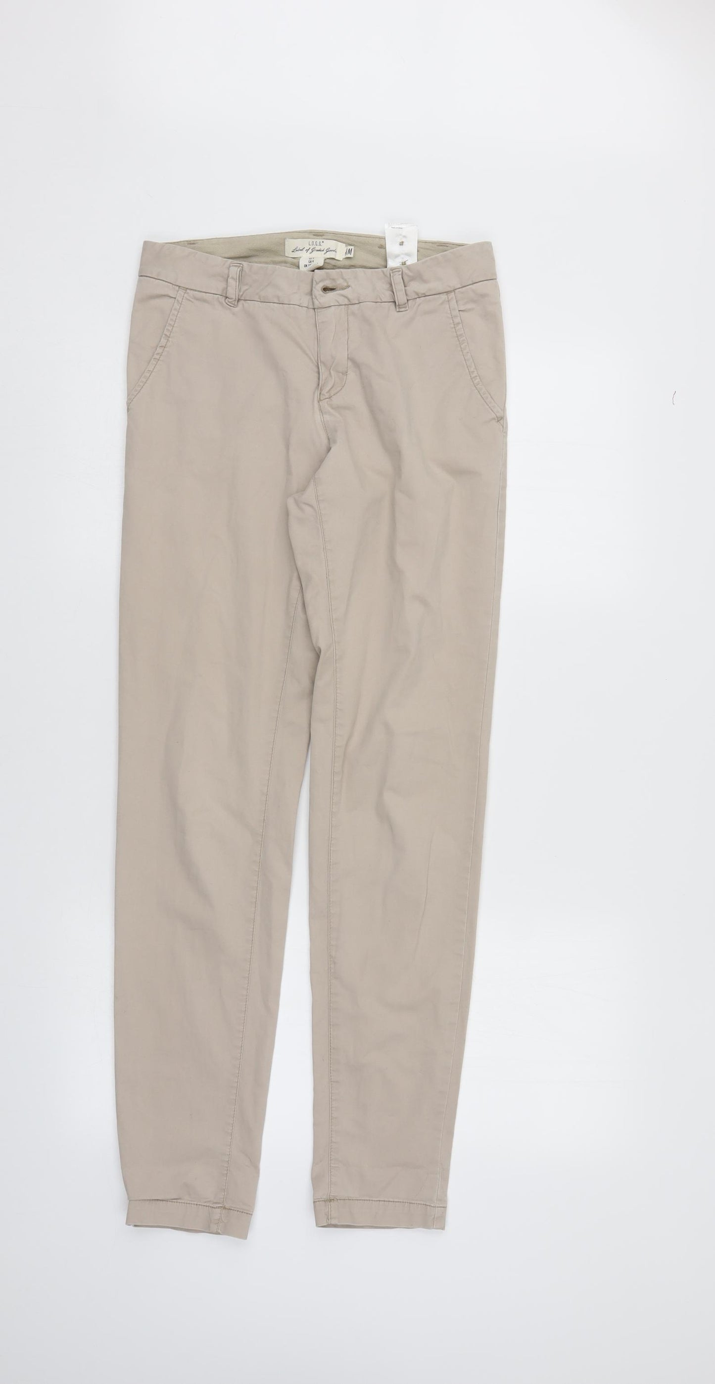 LOGG Womens Ivory   Chino Trousers Size 6 L31 in