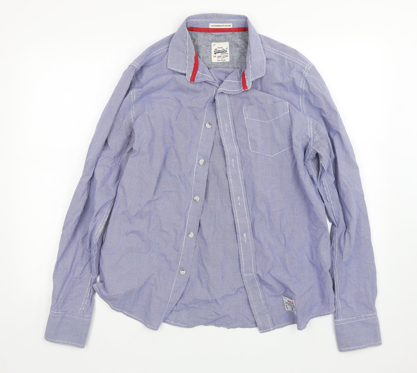 Superdry Mens Blue Check   Button-Up Size L