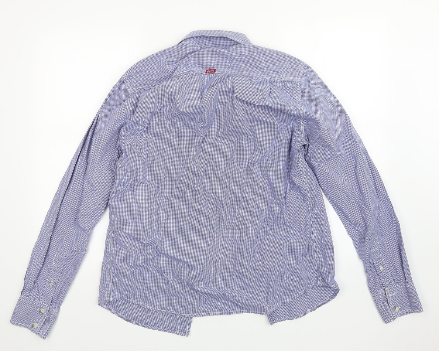 Superdry Mens Blue Check   Button-Up Size L