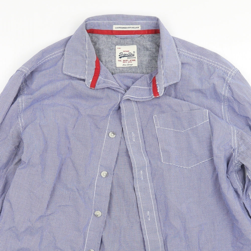 Superdry Mens Blue Check   Button-Up Size L