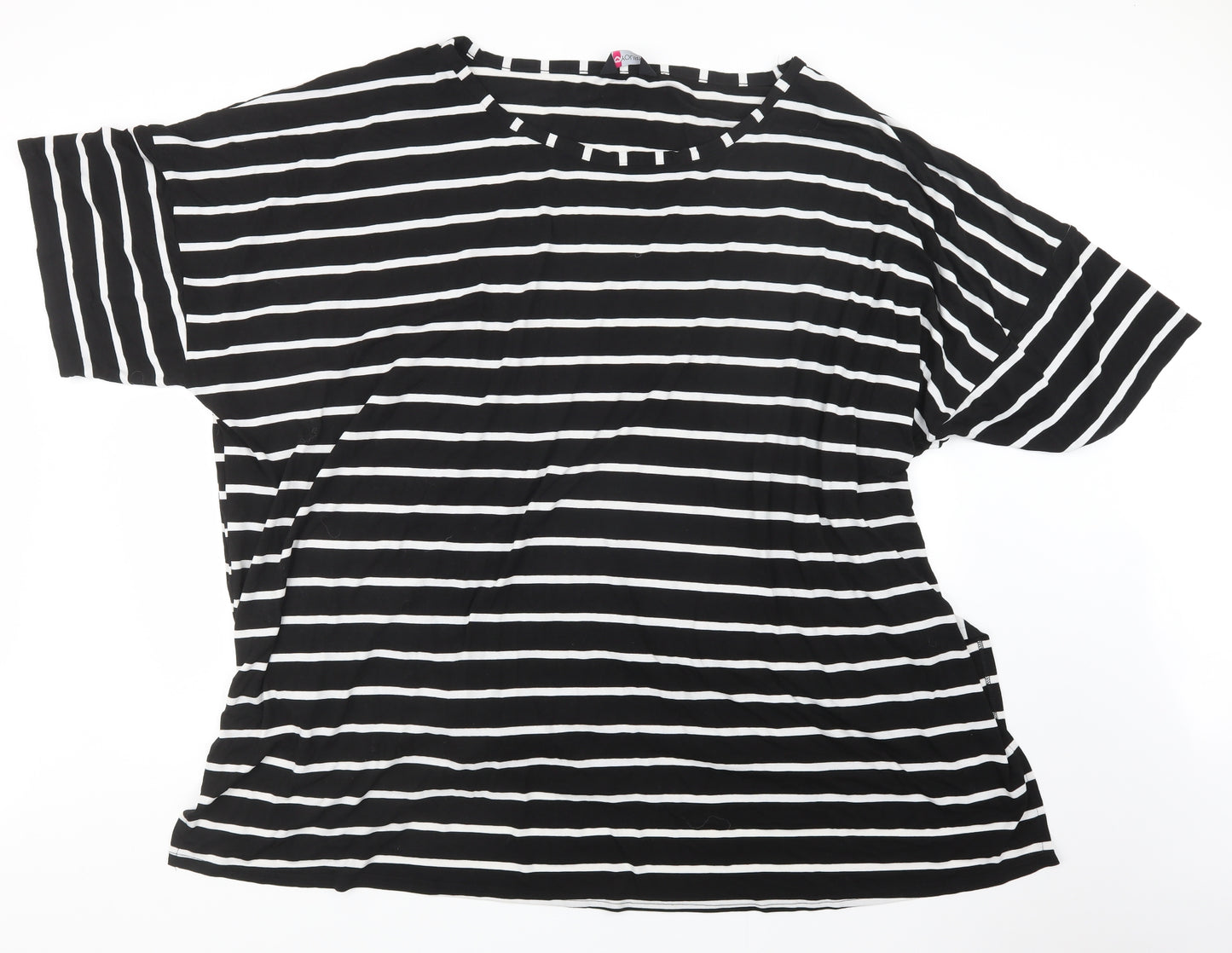 Yours Womens Black Striped  Basic T-Shirt Size 38