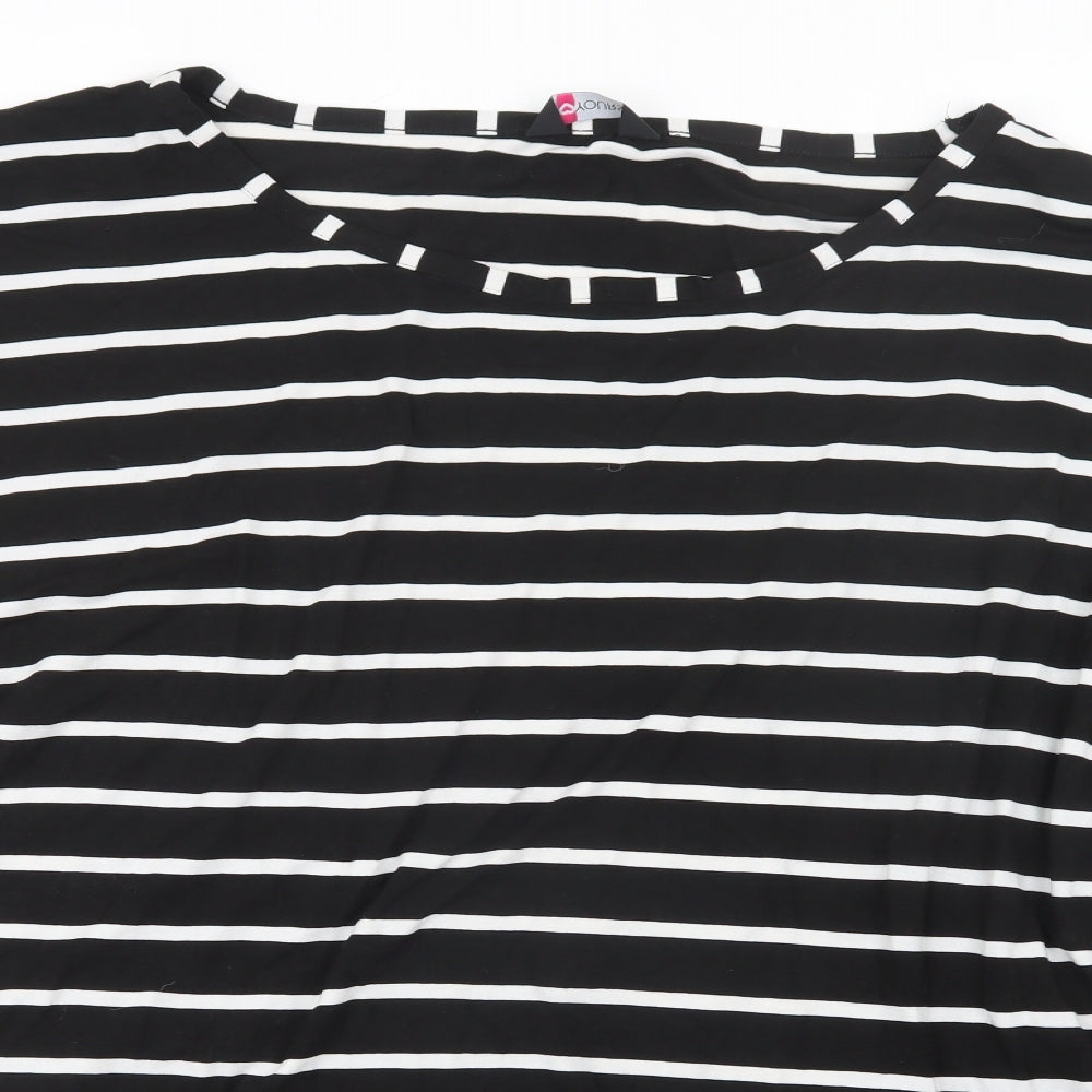 Yours Womens Black Striped  Basic T-Shirt Size 38