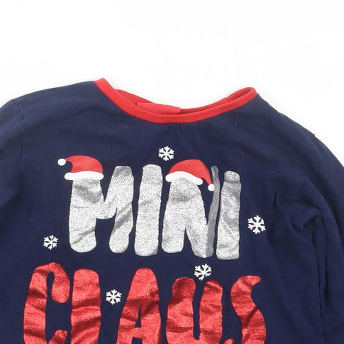 Preworn Girls Blue Geometric  Top Pyjama Top Size 3-4 Years  - Christmas